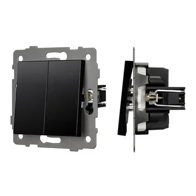 Механизм выключателя двухклавишный самовозвратный SWT-MKR2-PL-BK-V (250V, 10A) (Arlight, -)