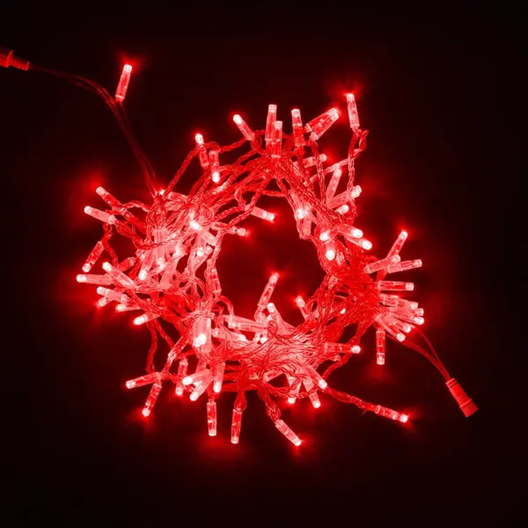 Гирлянда Нить с Колпачком 10м Красная 24В, 100 LED, Провод Прозрачный ПВХ, IP65