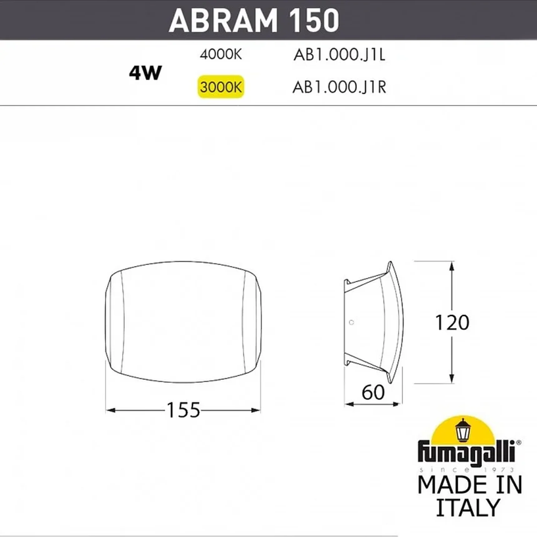 Уличное бра FUMAGALLI ABRAM 150 AB1.000.000.AXJ1L черный