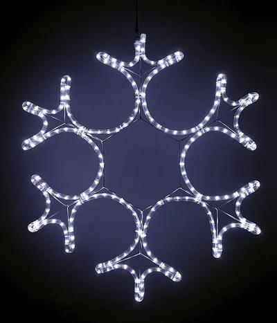 Светодиодная Снежинка Ø0,55м Белая, Дюралайт на Металлическом Каркасе, IP54