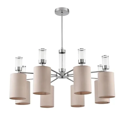 6585/8 MODERNI LN25 хром/бежевый, металл/текстиль, стекло Люстра подвесная E14 8*40W 220V ARNIKA