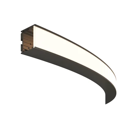 Радиусный профиль 35x35 Ø1500мм внешний 1/4 круга черный, ALM-3535R-B-EX-90°-1.5M