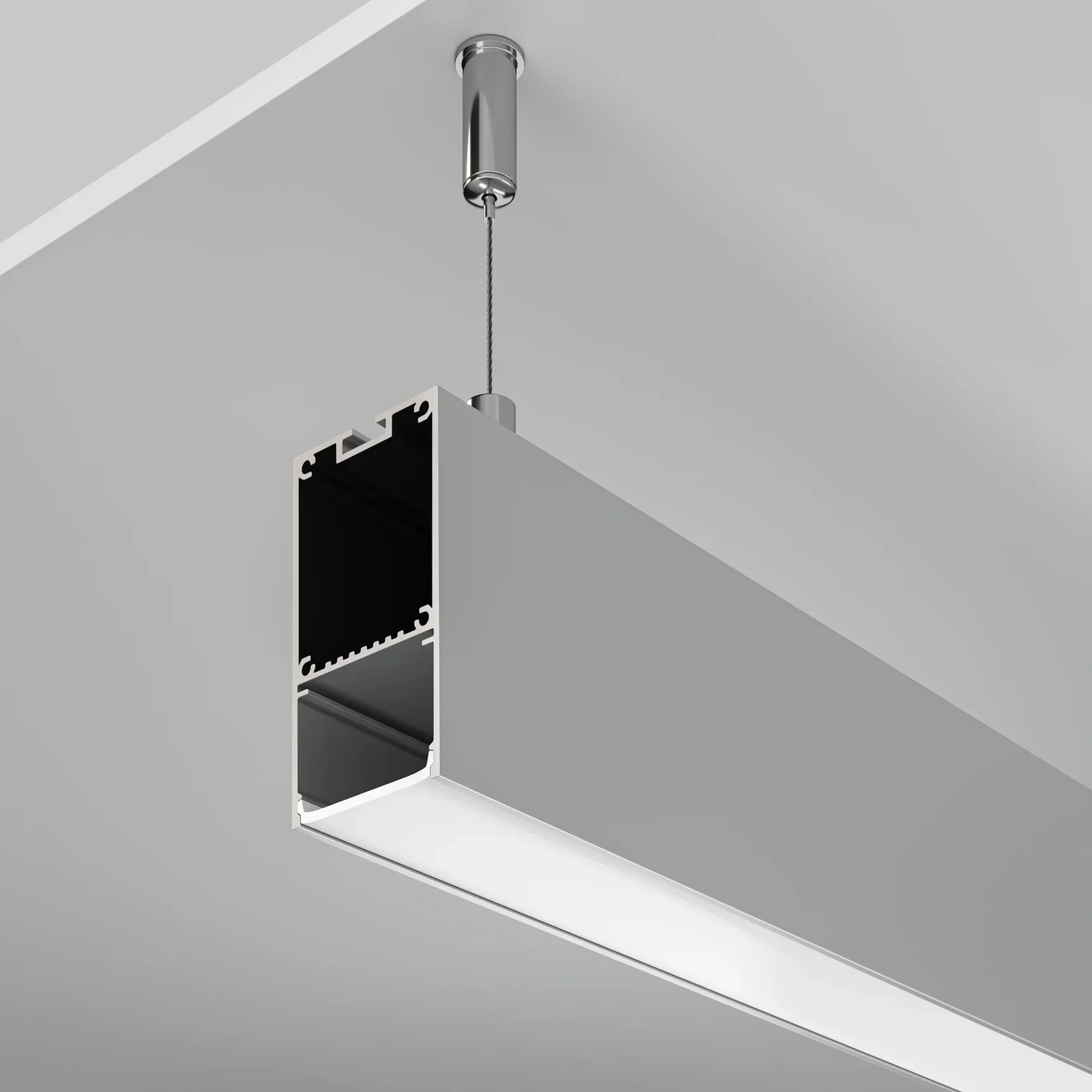 Алюминиевый профиль подвесной -накладной 35x66, ALM-3566-S-2M