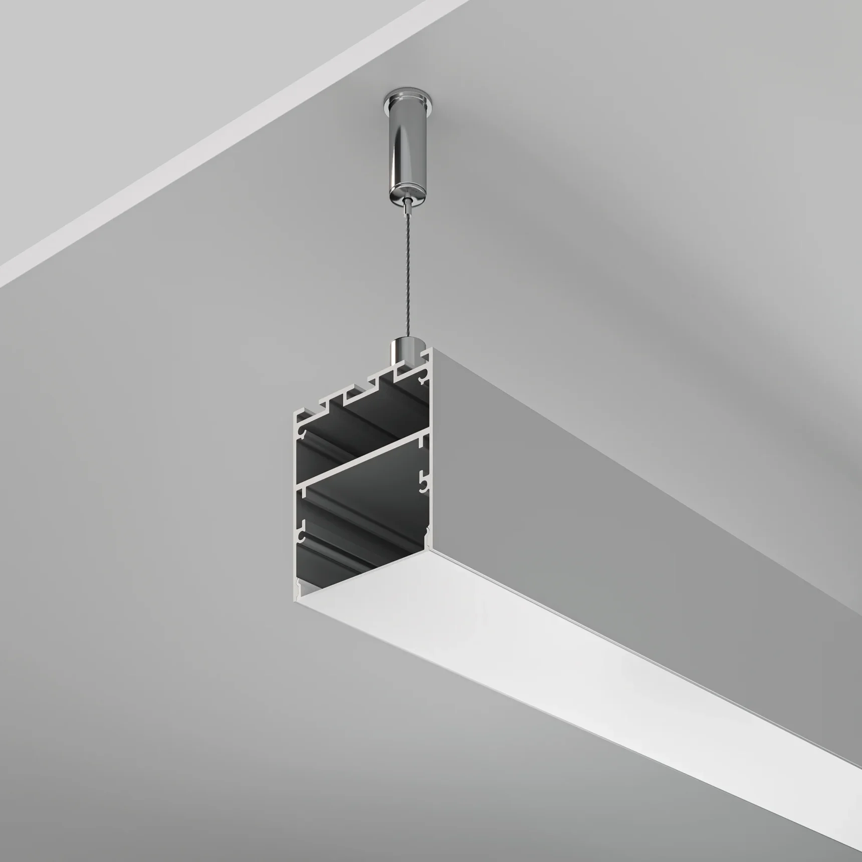 Алюминиевый профиль подвесной -накладной 50x50, ALM-5050-S-2M