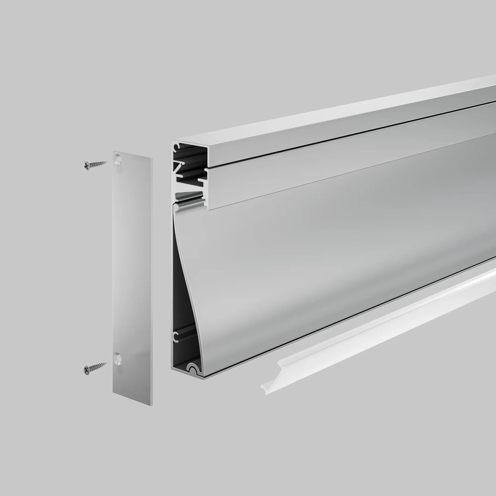 Алюминиевый профиль плинтус с подсветкой 80x18, ALM-8018-S-2M