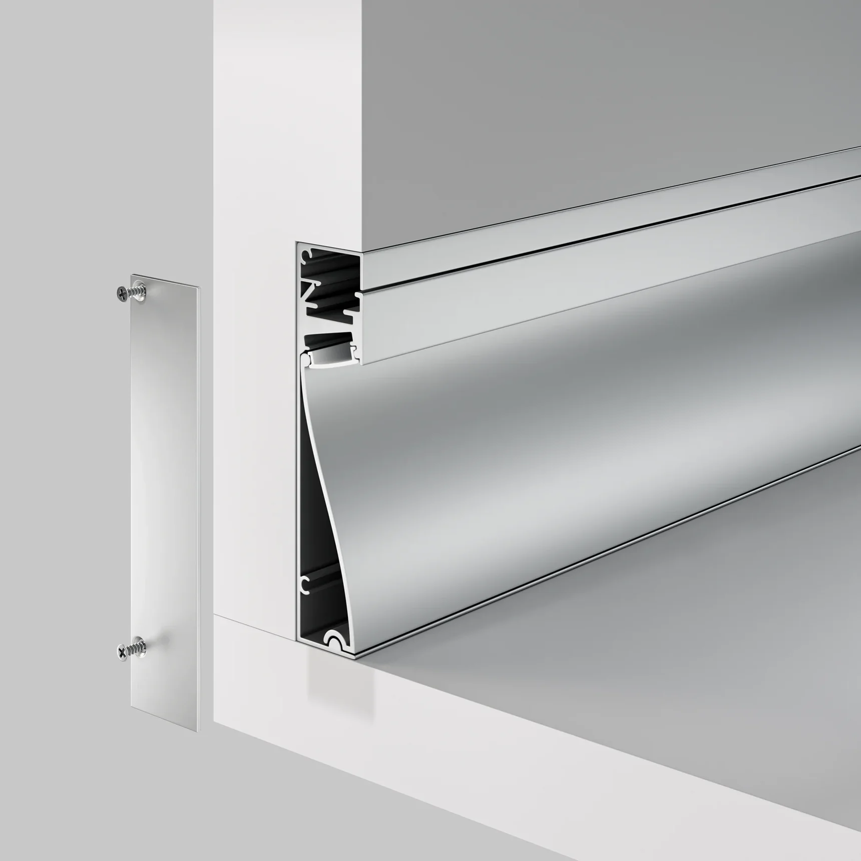 Алюминиевый профиль плинтус с подсветкой 80x18, ALM-8018-S-2M