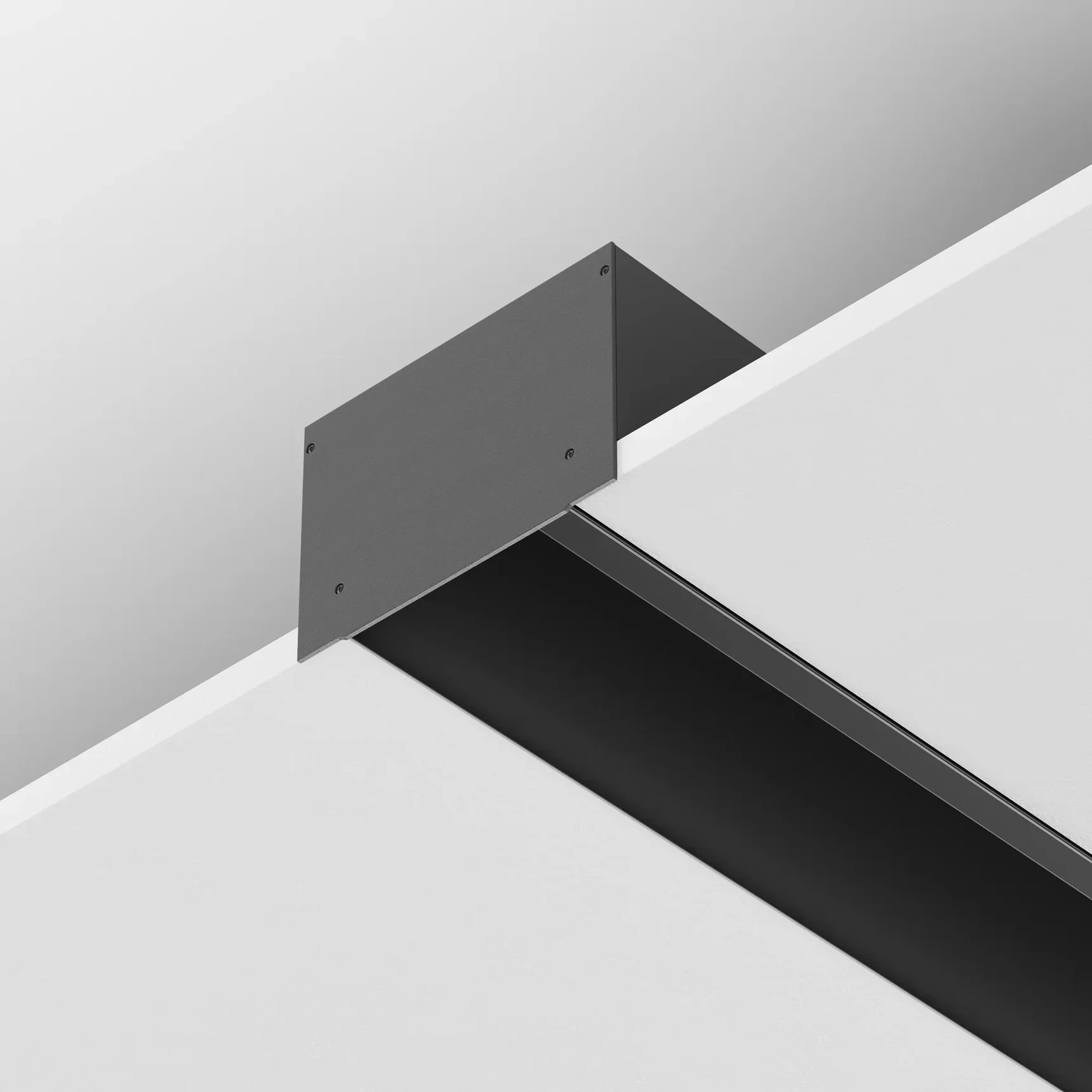 Заглушка декоративная черная - 2шт.+ 8 саморезов для профиля ALM-11681-PL-B-2M