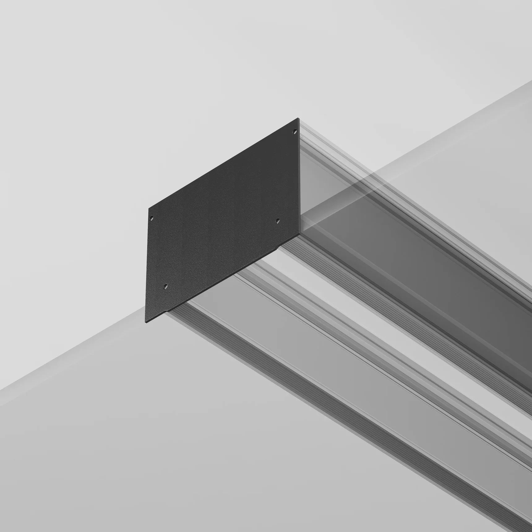 Заглушка декоративная черная - 2шт.+ 8 саморезов для профиля ALM-11681-PL-B-2M