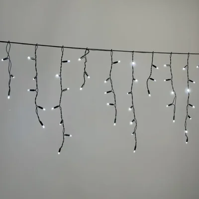 Гирлянда Бахрома 3,1 x 0,5 м Белая 220В, 120 LED, Провод Черный Каучук 2,3мм, IP65
