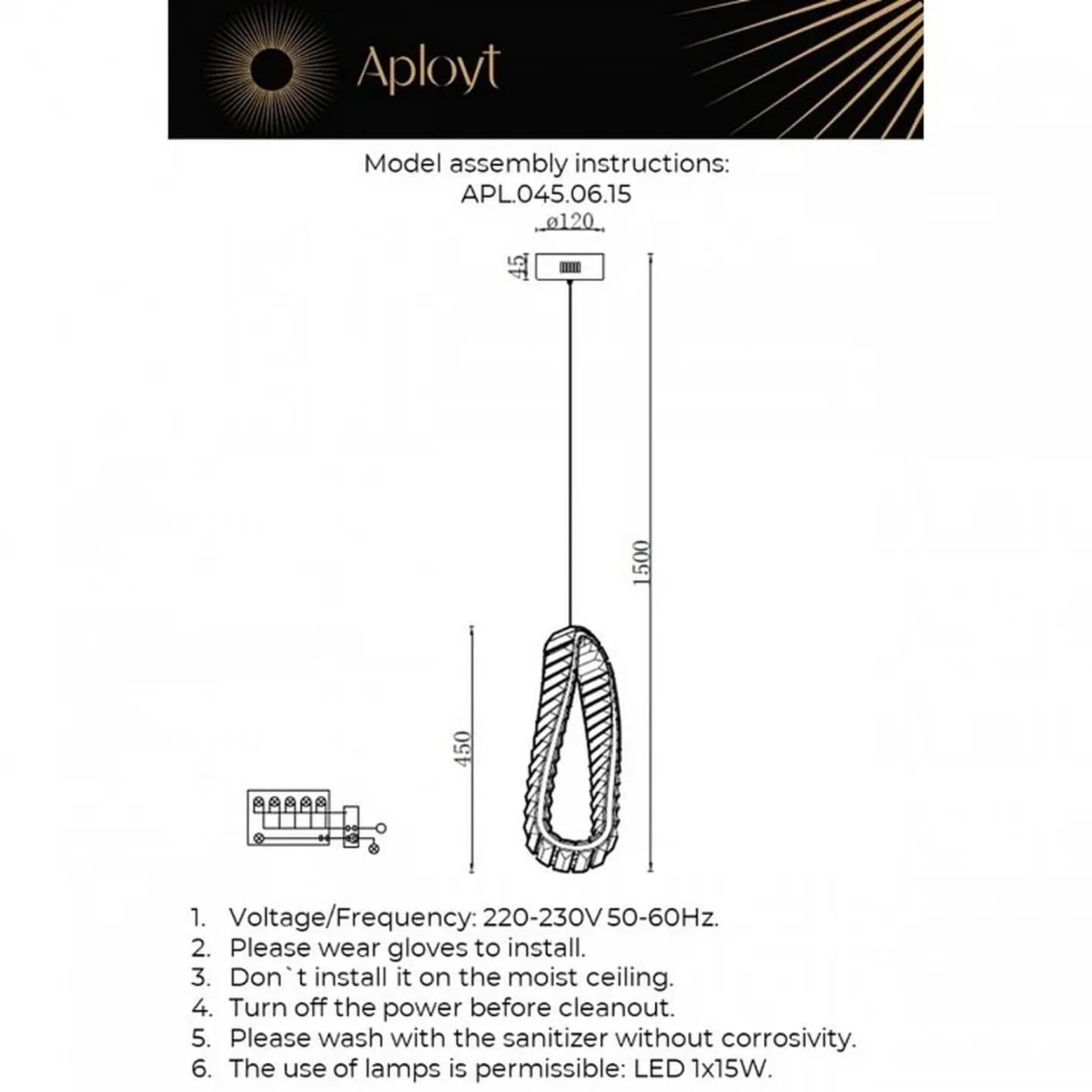 Светильник подвесной Aployt APL.045.06.15