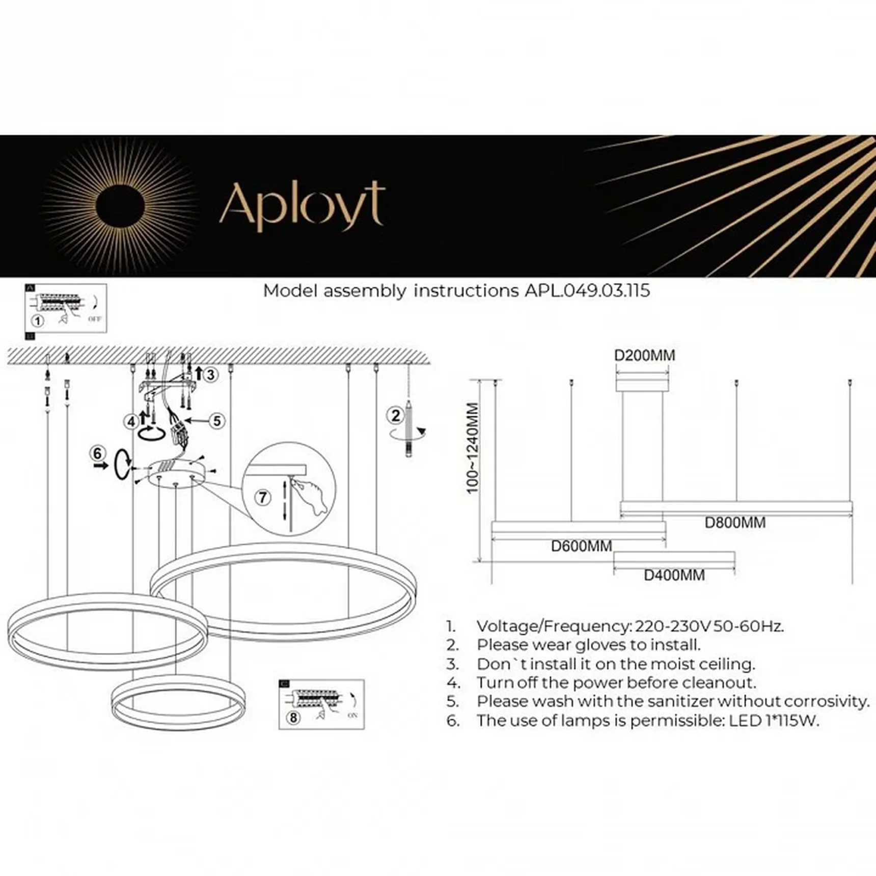 Люстра подвесная Aployt APL.049.03.115
