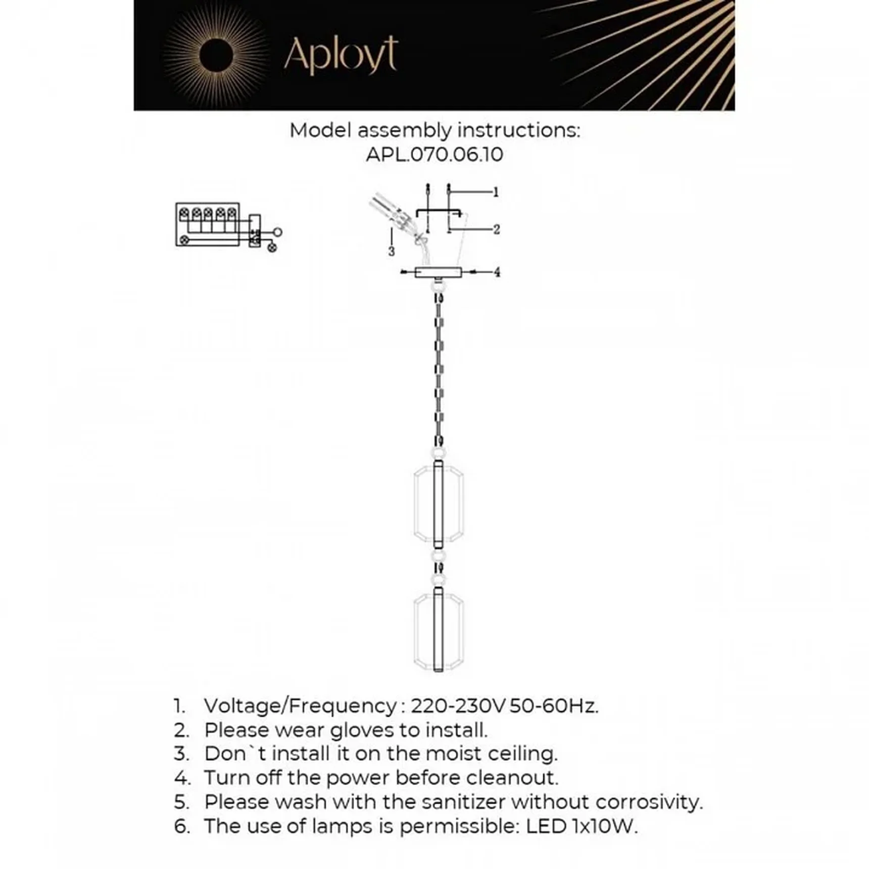Светильник подвесной Aployt APL.070.06.10