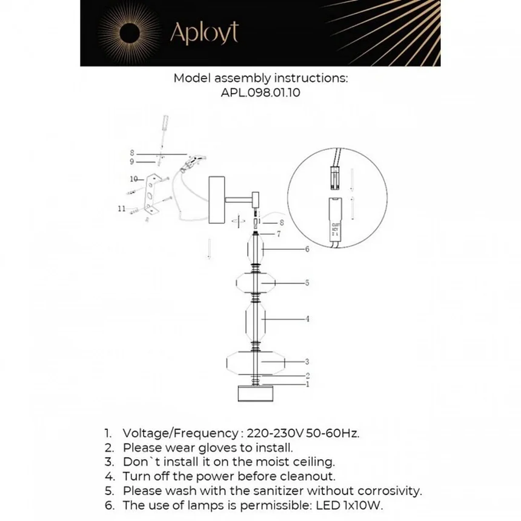 APL.098.01.10 Бра настенное светодиодное Aployt Viktoir