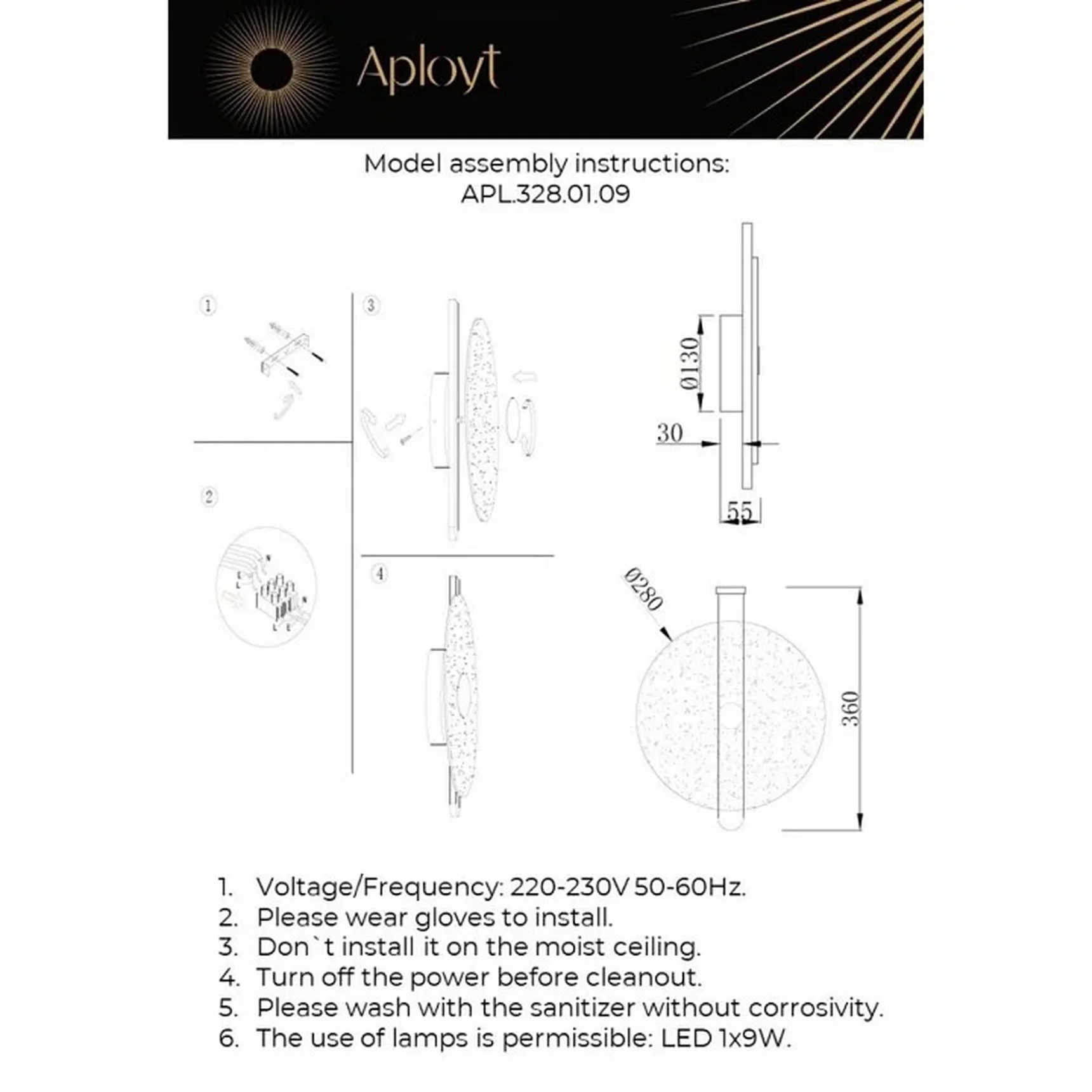 Светильник настенный (Бра) Aployt APL.328.01.09