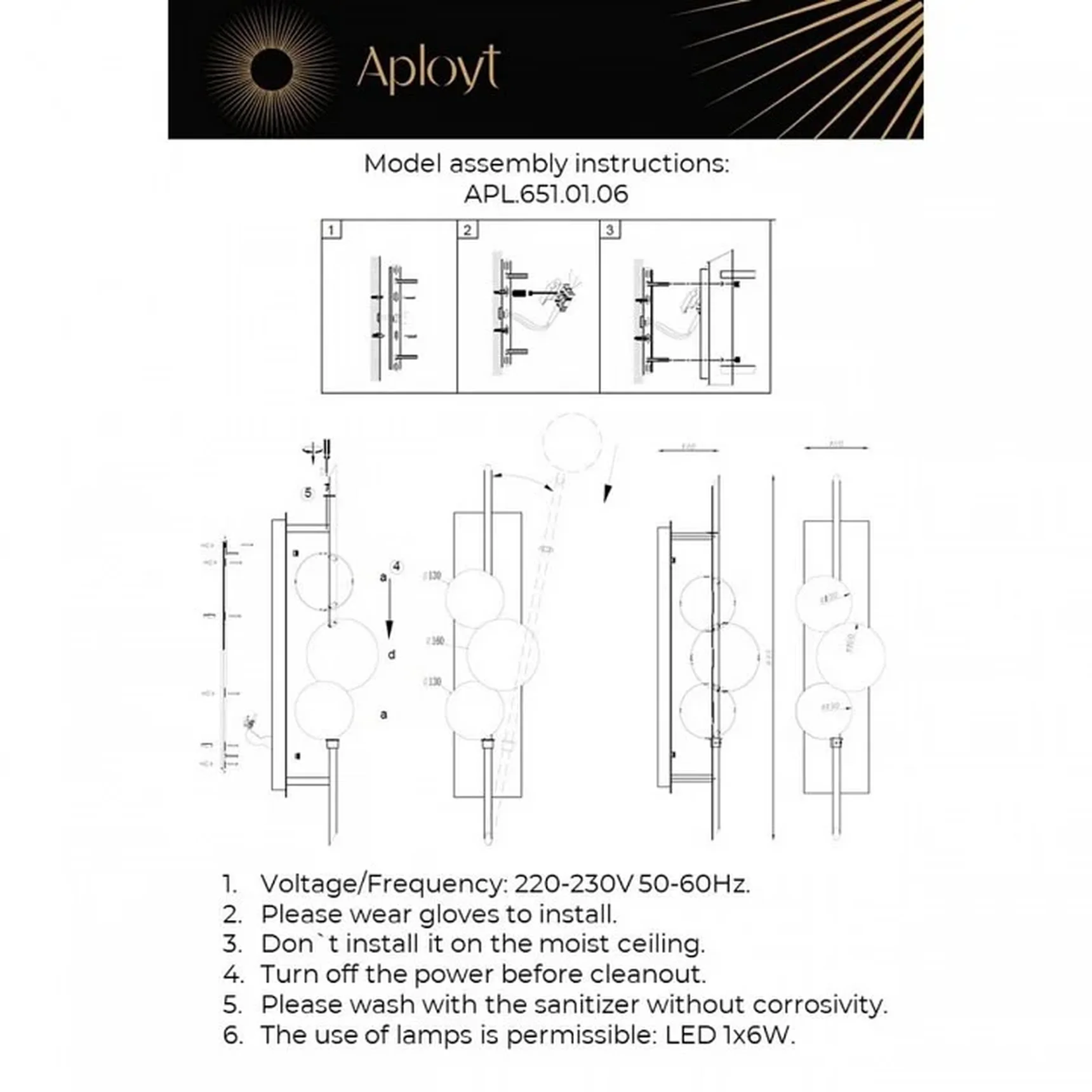 Светильник настенный (Бра) Noel APL.651.01.06 Aployt