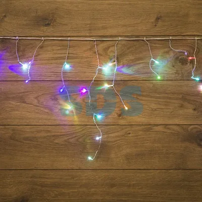 Гирлянда Айсикл (бахрома) светодиодный, 1,8 х 0,5 м, Прозрачный провод, 230 В, диоды RGB