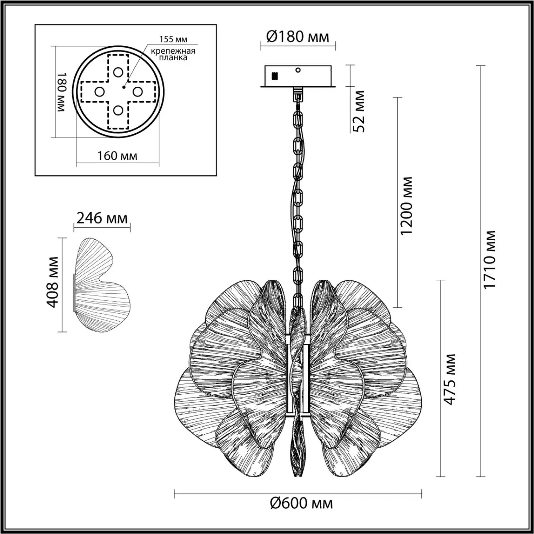 5089/80L L-VISION ODL25 559 под латунь/прозрачный/акрил Люстра LED 80W 3500K 5787Лм SIAMA