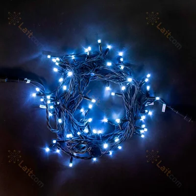 Гирлянда Нить 10м Белая 220В, 75 LED, Провод Черный Каучук, IP54