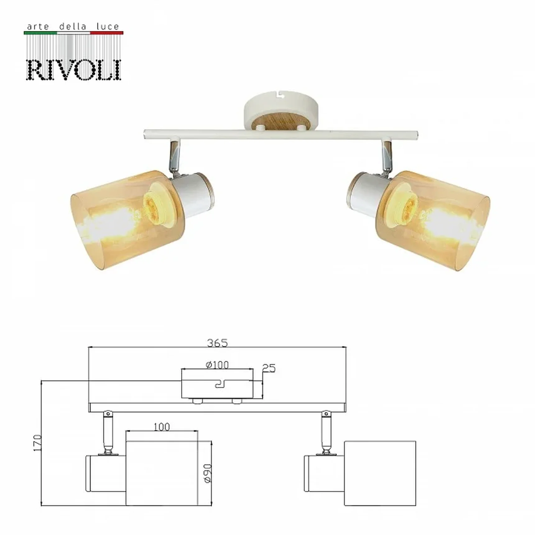 Светильник настенно-потолочный спот Rivoli Jamilly 7057-702 2 х Е27 40 Вт поворотный