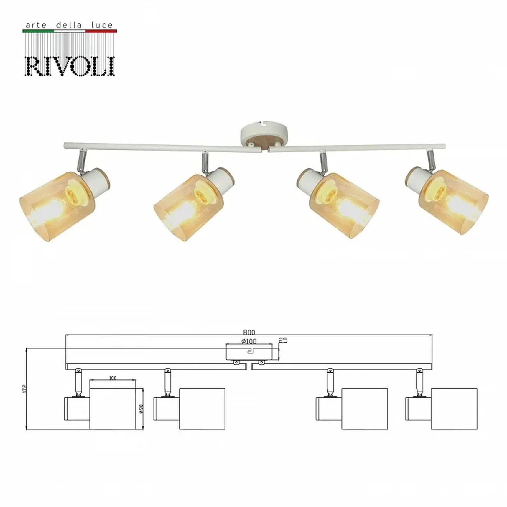 Светильник настенно-потолочный спот Rivoli Jamilly 7057-704 4 х Е27 40 Вт поворотный