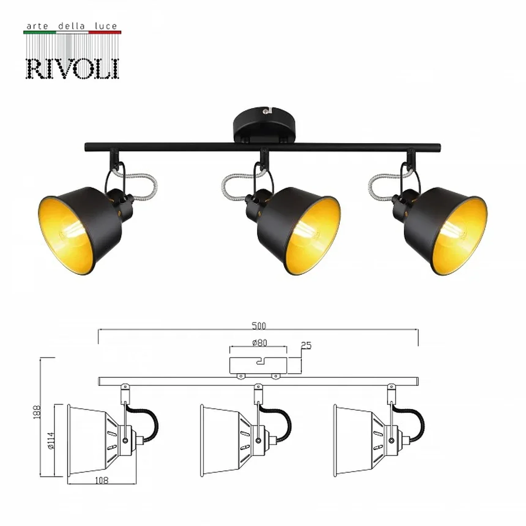 Светильник настенно-потолочный спот Rivoli Evelyn 7064-703 3 х Е14 40 Вт поворотный