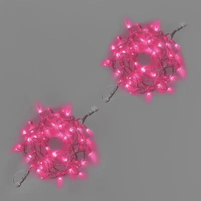 Светодиодная гирлянда INOXHUB Нить 10м, 100 LED, соединяемая, 220В, IP65, прозрачный провод, РОЗОВЫЙ