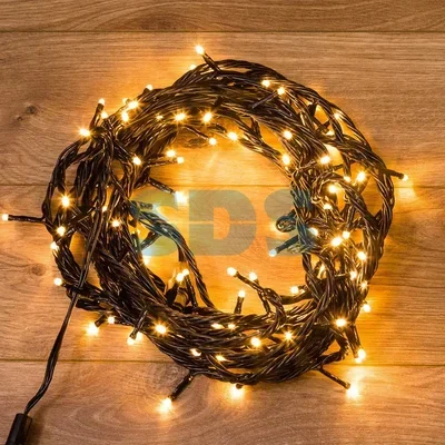 Гирлянда Твинкл Лайт 10 м, черный ПВХ, 100 диодов, цвет ТЕПЛЫЙ БЕЛЫЙ