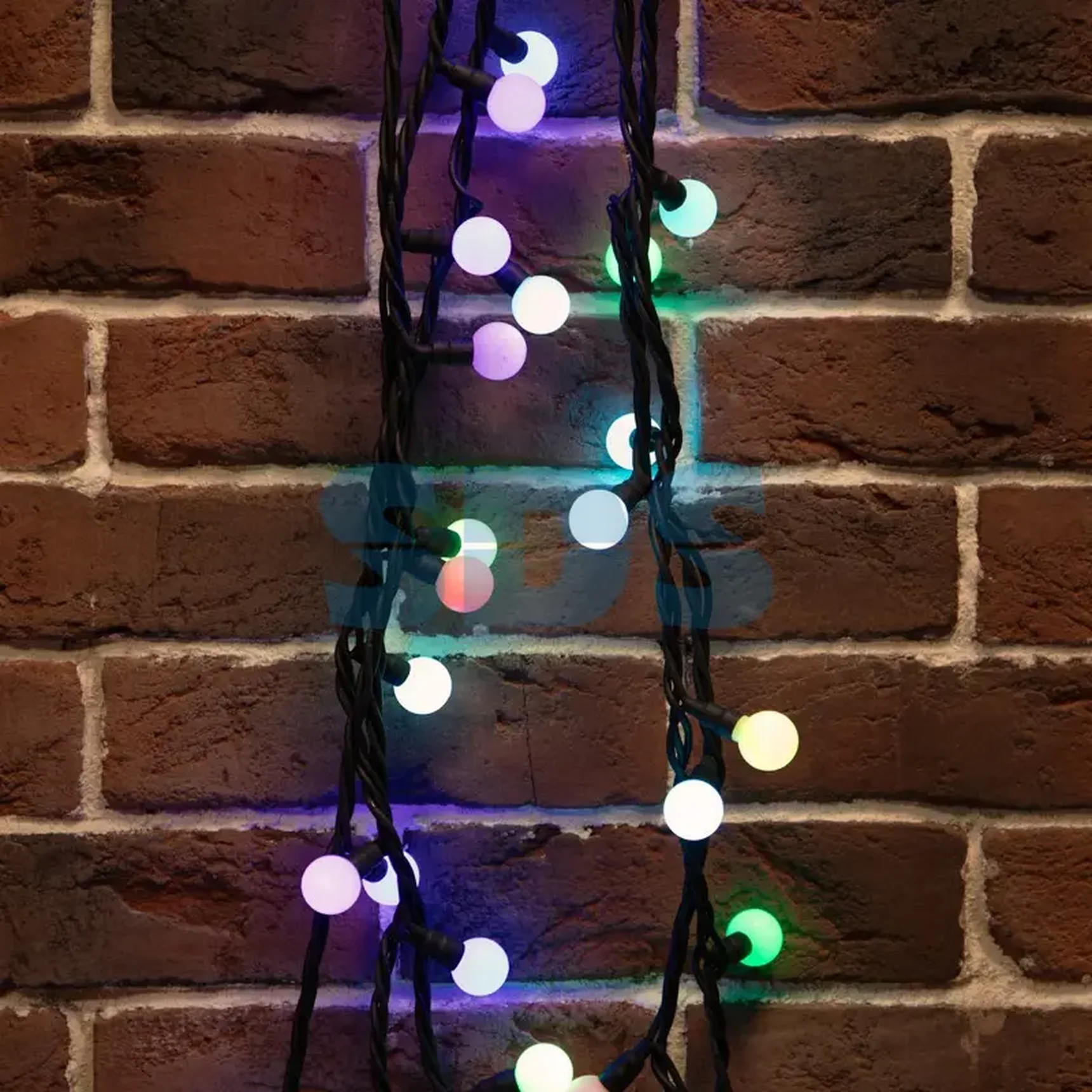 Гирлянда Мультишарики Ø23 мм, 10 м, черный каучук, 80 LED, свечение с динамикой, цвет RGB