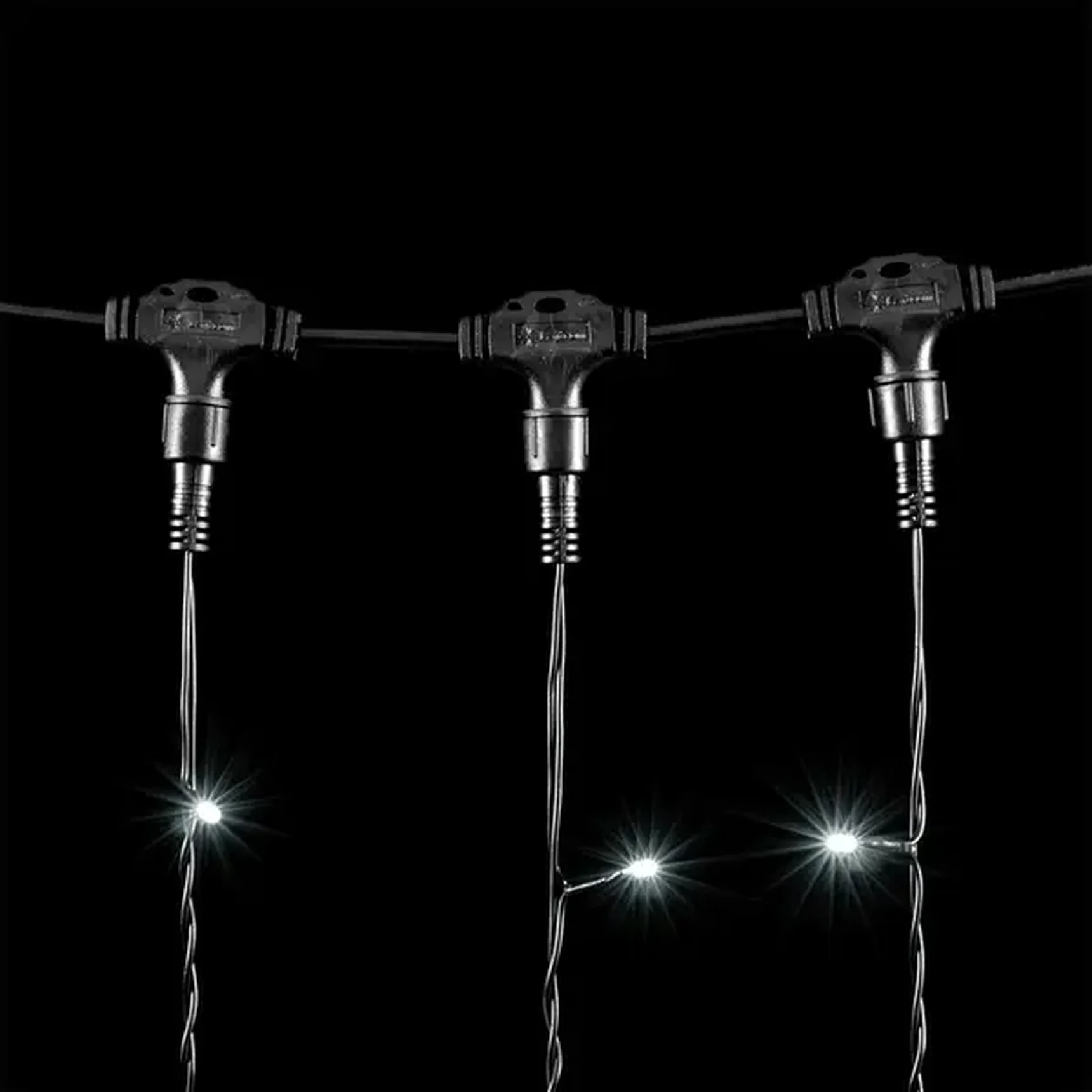 Гирлянда Занавес 2 x 1 м Белый 220В, 200 LED, Провод Черный ПВХ, IP54