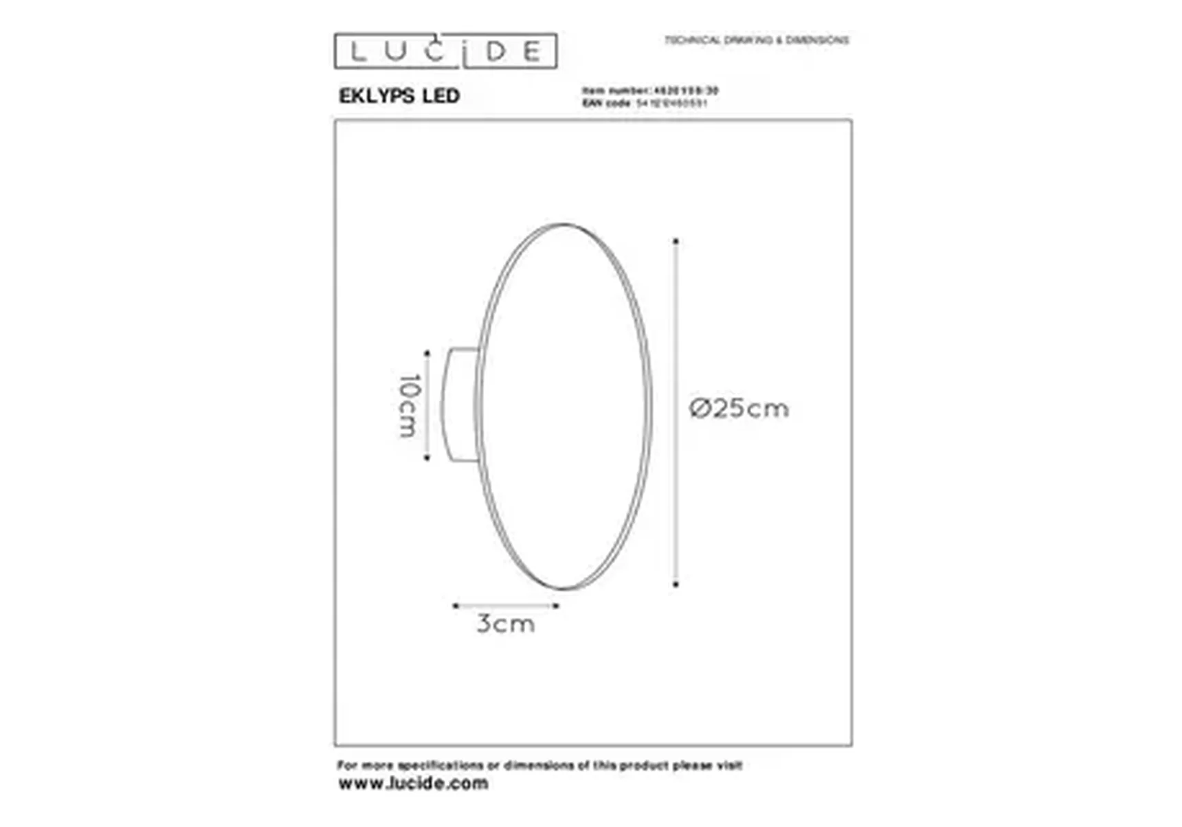 Настенный светодиодный светильник Lucide Eklyps Led 46201/08/30