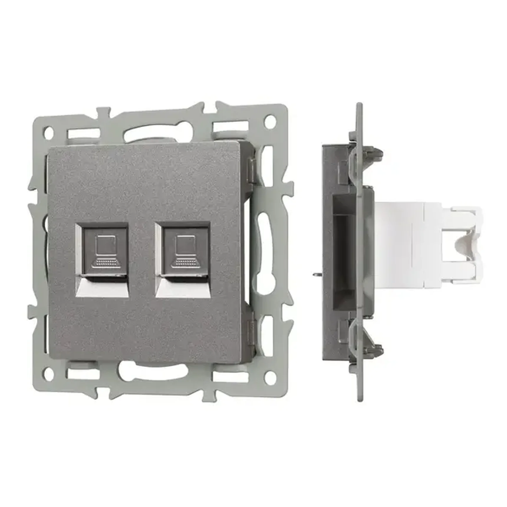 Механизм компьютерной розетки двойной SCT-MPC2-PL-GR (RJ-45, CAT6) (Arlight, -)