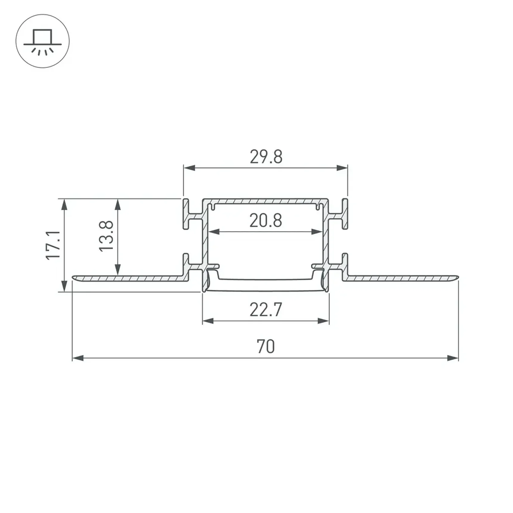Профиль FANTOM-BENT-W23-SIDE-2000 ANOD (Arlight, Алюминий), 040331