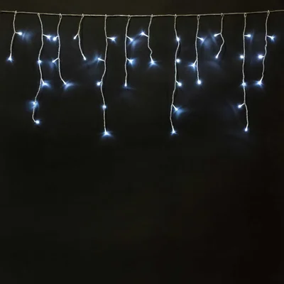 Гирлянда Бахрома на Батарейках 3 x 0,5 м Белая, 100 LED, Провод Прозрачный Силикон, IP65