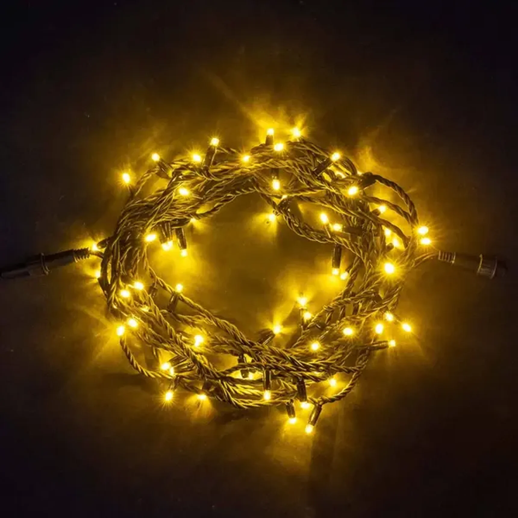 04-046 Гирлянда Нить 10м Желтая 220В, 100 LED, Провод Черный Каучук, IP65