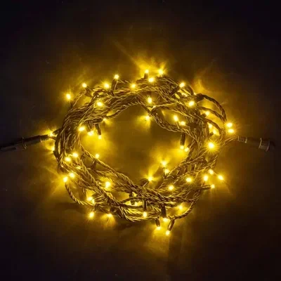 04-046 Гирлянда Нить 10м Желтая 220В, 100 LED, Провод Черный Каучук, IP65