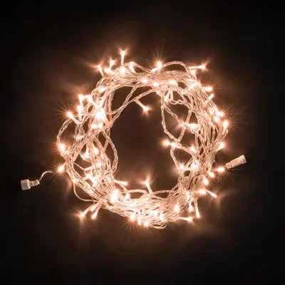 Гирлянда Нить 10м Экстра Тепло-Белая 24В, 100 LED, Провод Прозрачный ПВХ, IP54