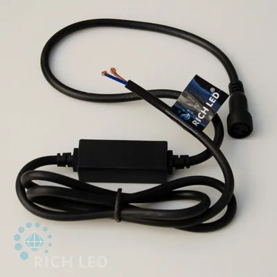 Блок питания универсальный для статичных и флэш изделий Rich LED. 220 В, 2А, провод черный, без вилки.