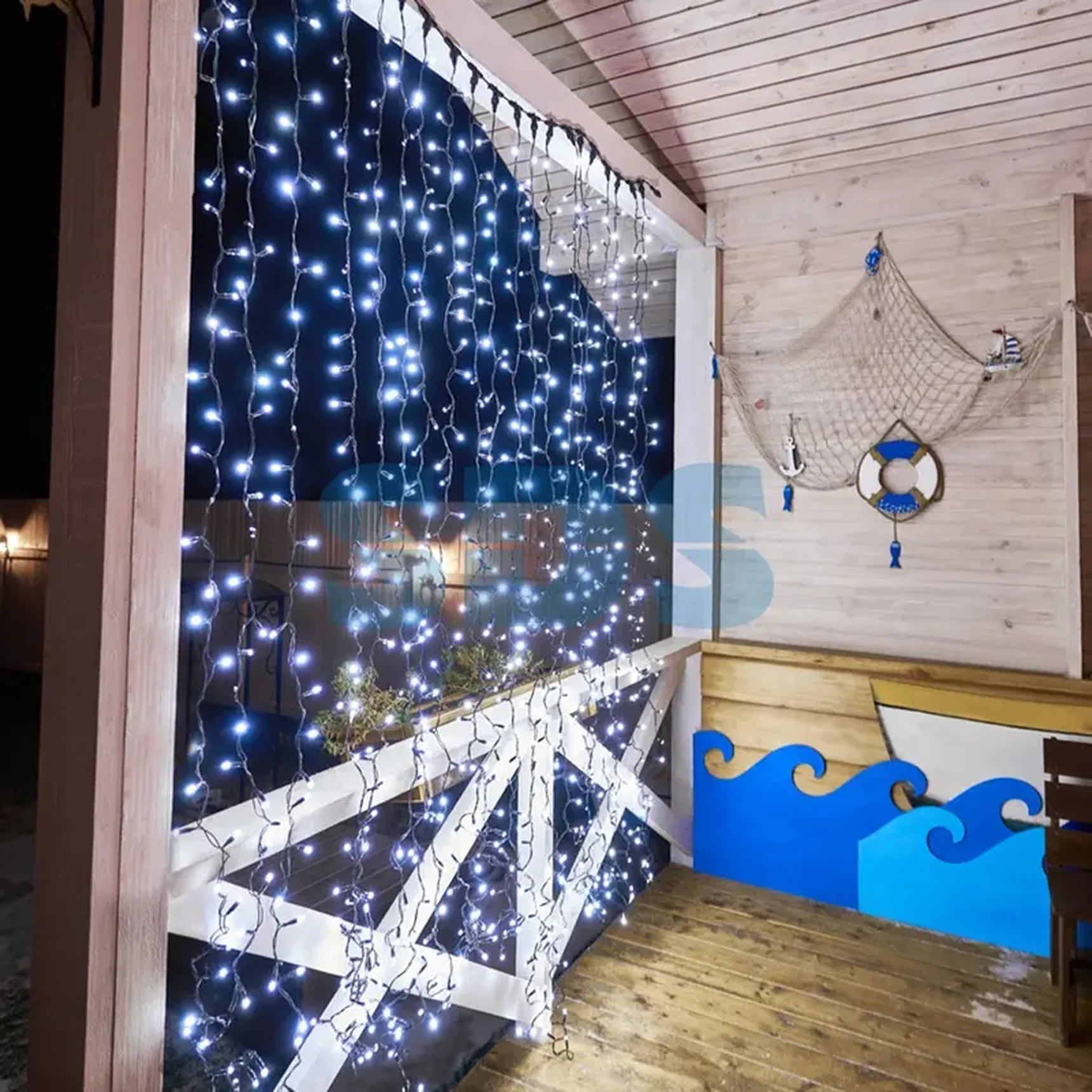 Гирлянда Светодиодный Дождь 2х3м, постоянное свечение, черный провод КАУЧУК, 230 В, диоды БЕЛЫЕ, 760 LED