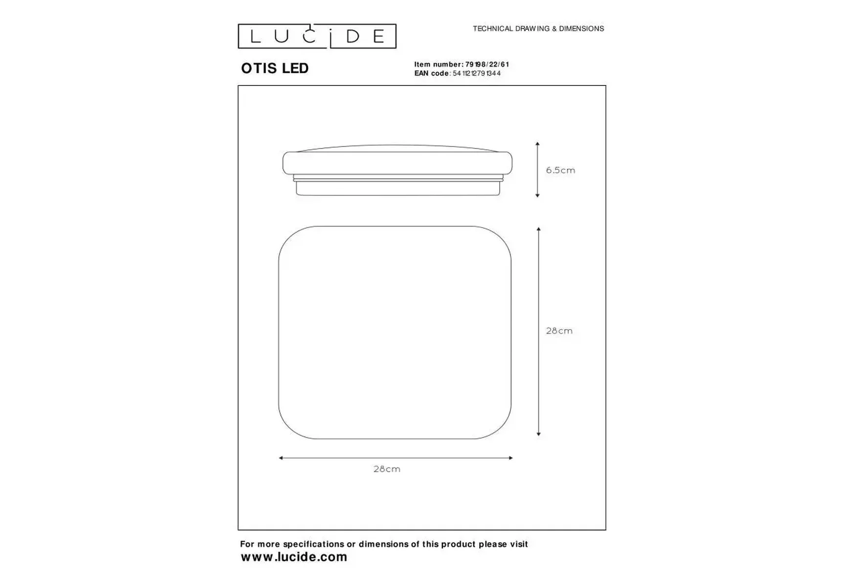 Потолочный светодиодный светильник Lucide Otis 79198/22/61