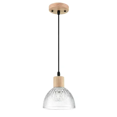8055/1А SUSPENTIONI LN25 дерево/прозрачный металл/стекло Подвесной светильник E27 1*60W 220V NATANA