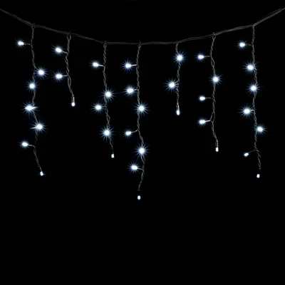 Гирлянда Бахрома 3,1 x 0,5 м Белая 220В, 120 LED, Провод Черный Каучук, IP54