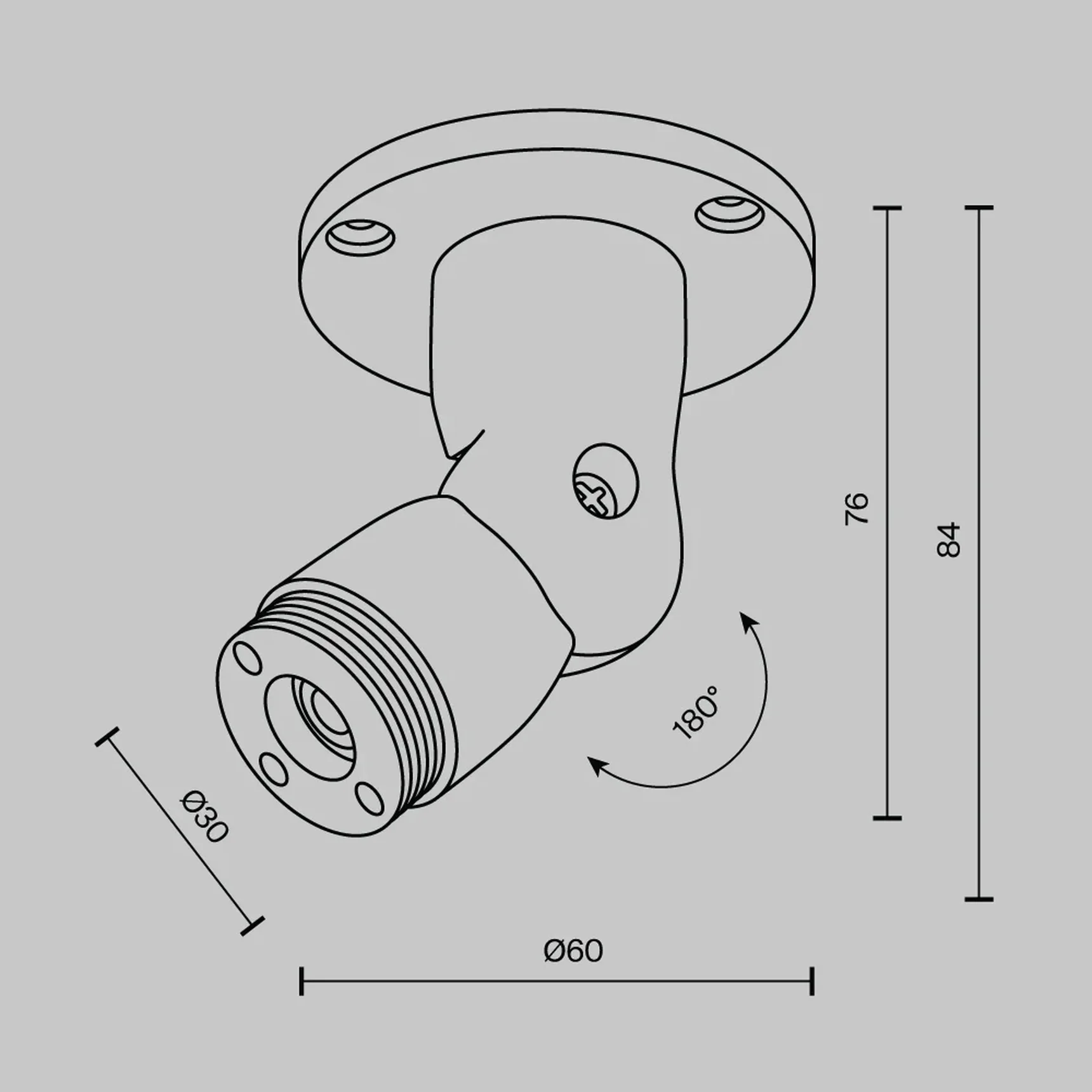 Шарнирное основание для накладного монтажа системы Shelf без ввода питания, C027CS-B