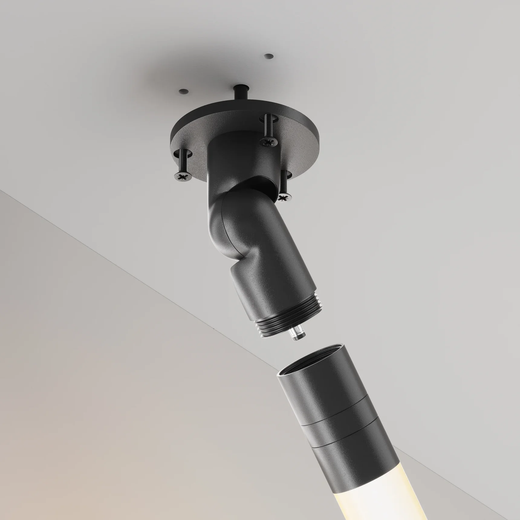 Шарнирное основание для накладного монтажа системы Shelf с вводом питания, C027CS-P-B