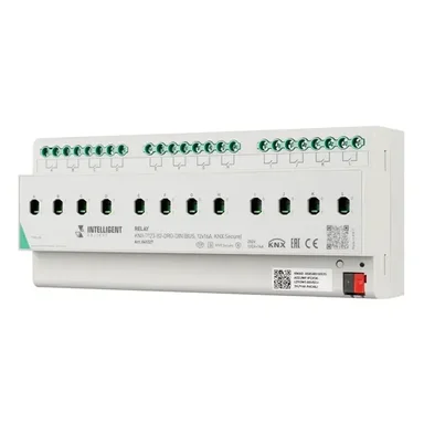 INTELLIGENT ARLIGHT Релейный модуль KNX-7123-82-DRO-DIN (BUS, 12x16A, KNX Secure) (IARL, IP20 Пластик, 2 года)