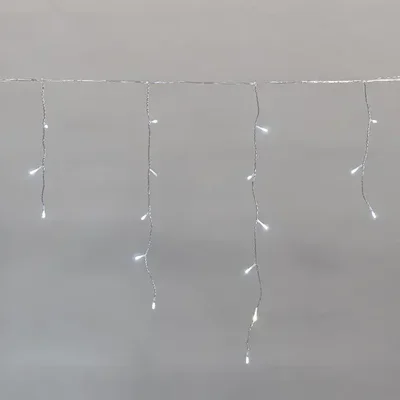 Гирлянда светодиодная Айсикл (бахрома) 5х0,6м, с эффектом мерцания, прозрачный провод, IP44, 230В, диоды БЕЛЫЕ, 112LED NEON-NIGHT