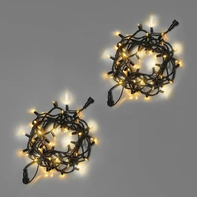 Светодиодная гирлянда INOXHUB Нить 10м, 100 LED, соединяемая, с теплым белым мерцанием, 220В, IP65, черный резиновый провод 2.3мм, ТЁПЛАЯ БЕЛАЯ