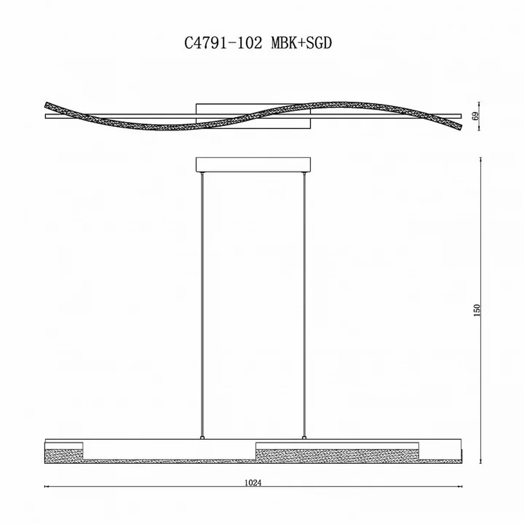 Подвесной светильник Scorpio C4791-102 MBK+SGD
