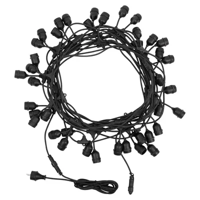 Гирлянда Belt-Light 2 жилы, шаг 40см, 225 подвесных патронов Е27, IP65, черный круглый провод NEON-NIGHT