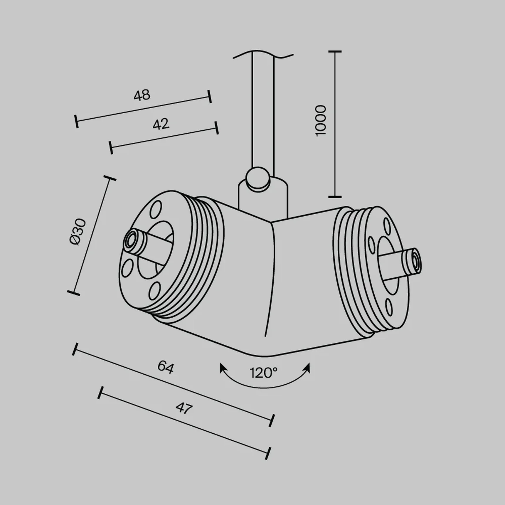 Угловой коннектор 120° для системы Shelf с вводом питания, CA018LWC-P-B