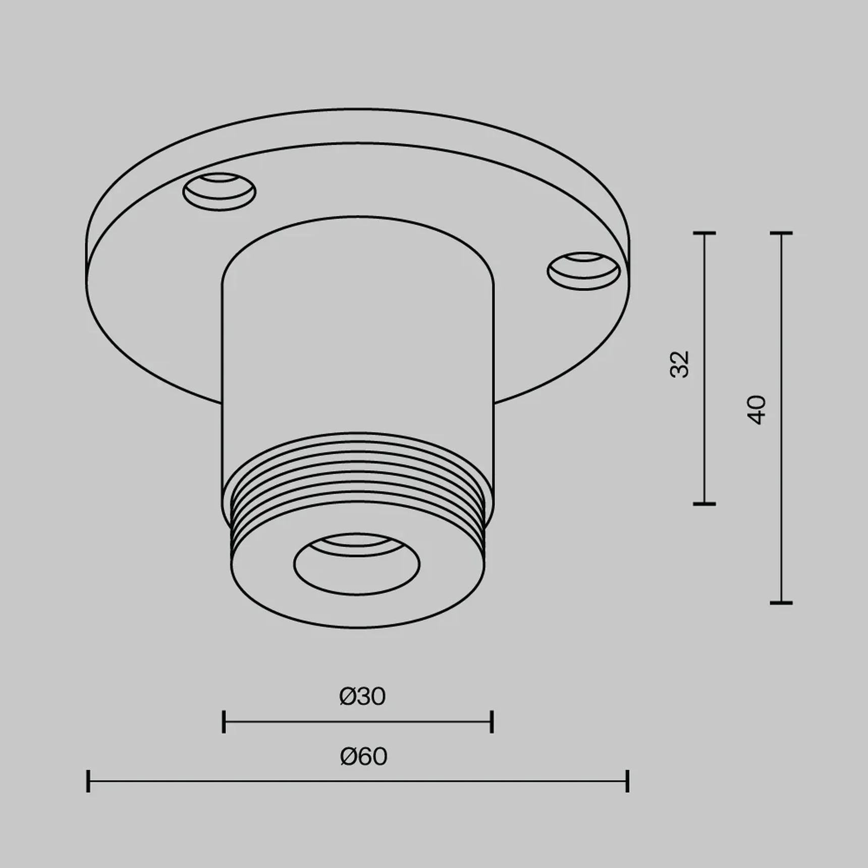 Основание для накладного монтажа системы Shelf с внешней резьбой без ввода питания, CA022BO-B